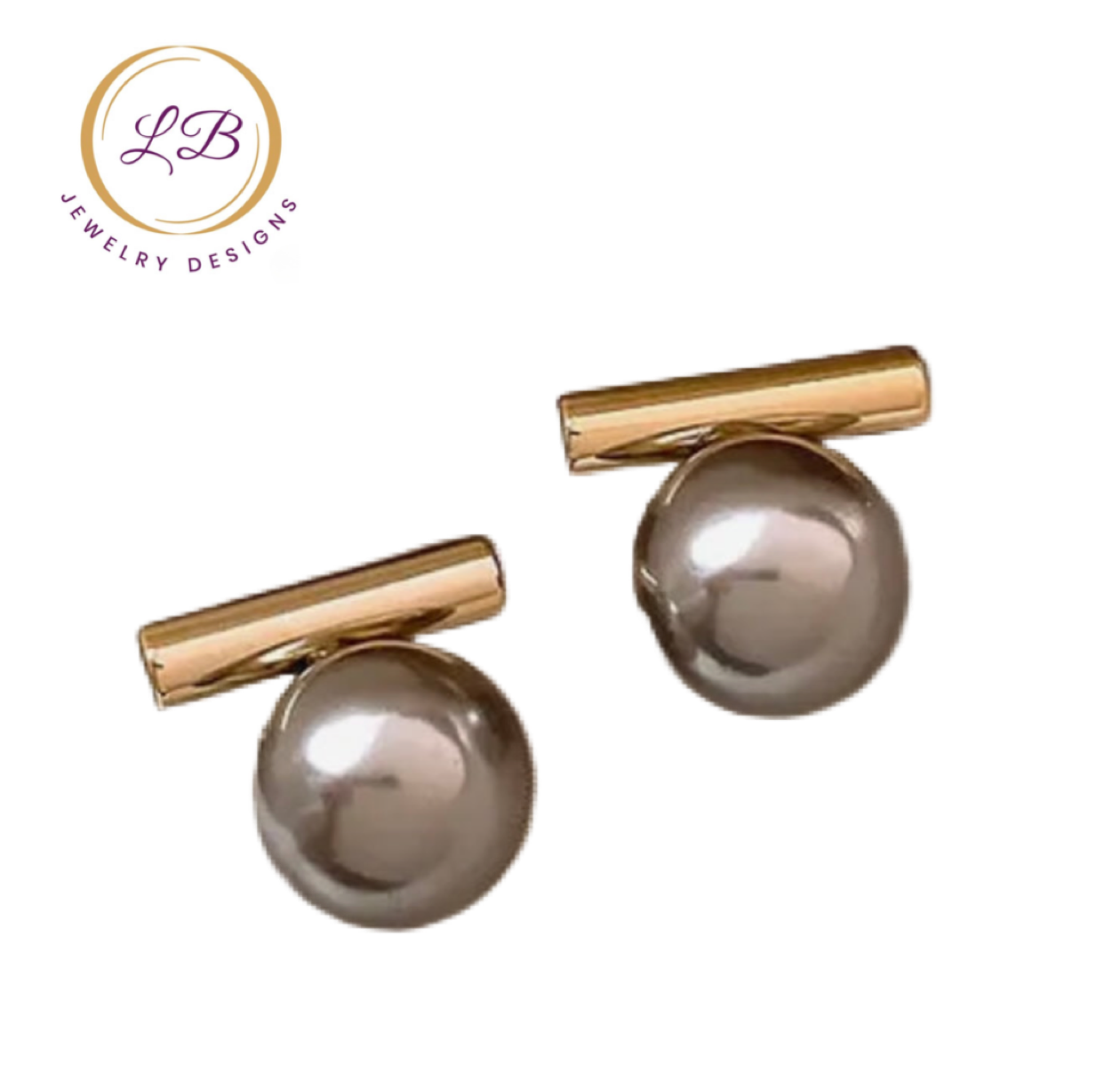 Petite Pebble Pearl Stud Earrings (White or Gray)