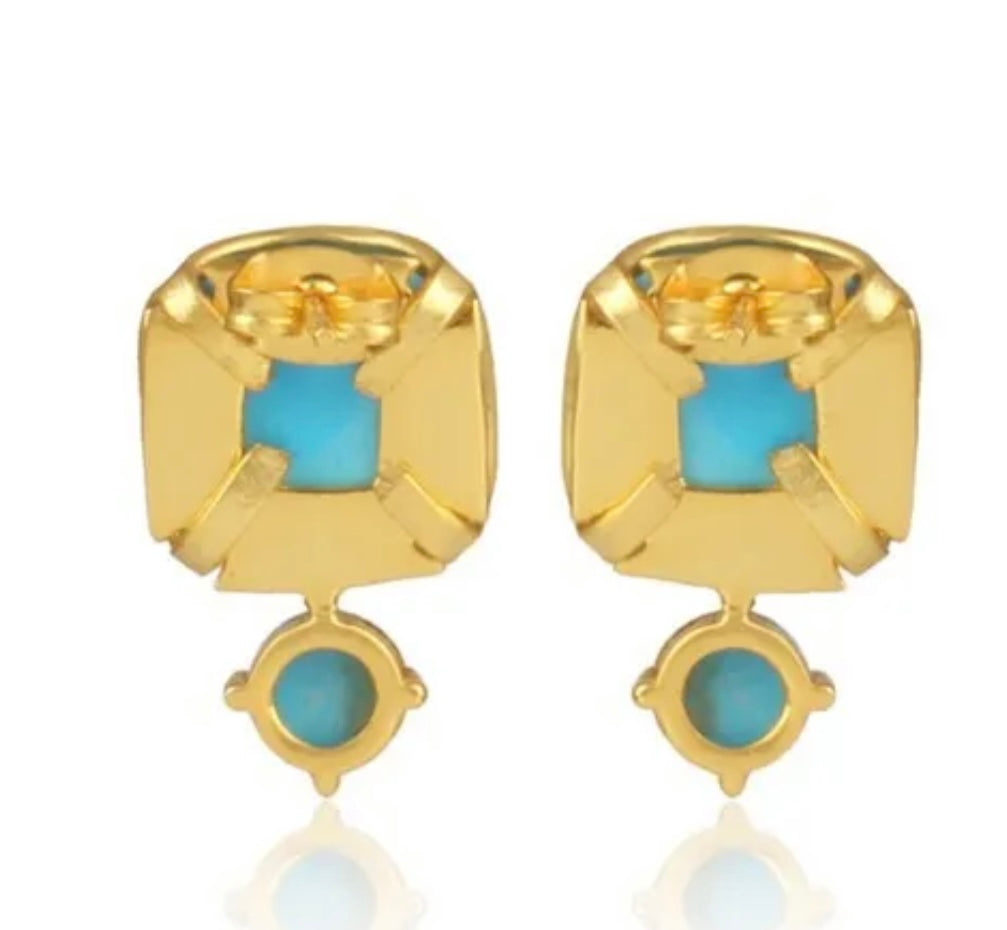 Capri Turquoise Criss-Cross Gold Vermeil Drop Earrings | Coastal Luxury Jewelry