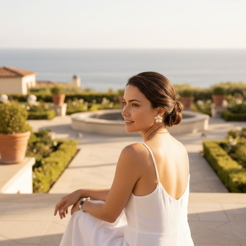 Capri Lapis & Freshwater Pearl Floral Earrings - Coastal Luxury Jewelry