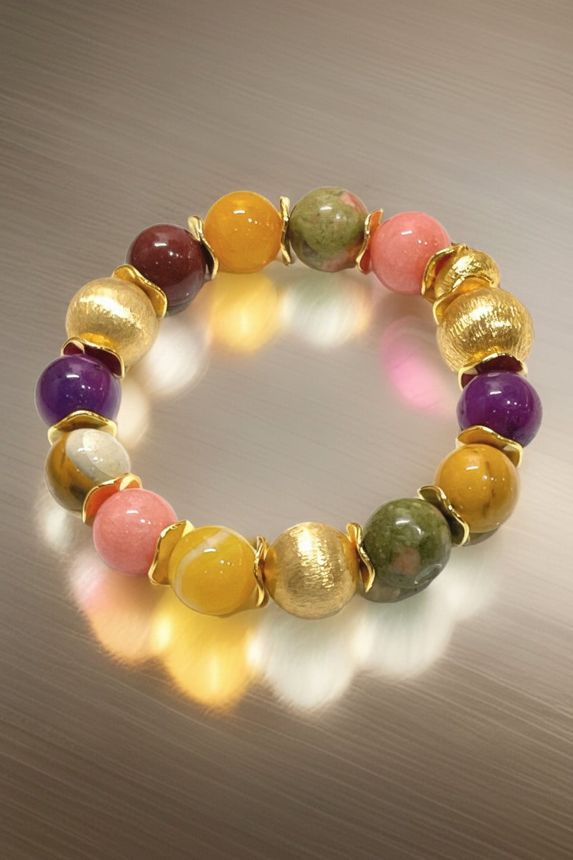 Montecito Riviera Gemstone & Gold Vermeil Statement Bracelet | Limited Edition Coastal Luxury