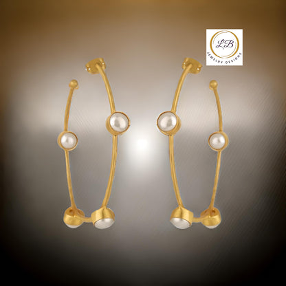 Oversized Gold Hoop Pearl Inside-Out Earrings
