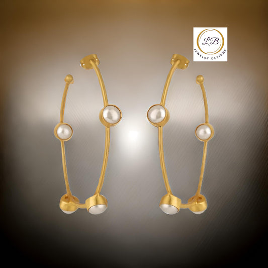 Oversized Gold Hoop Pearl Inside-Out Earrings