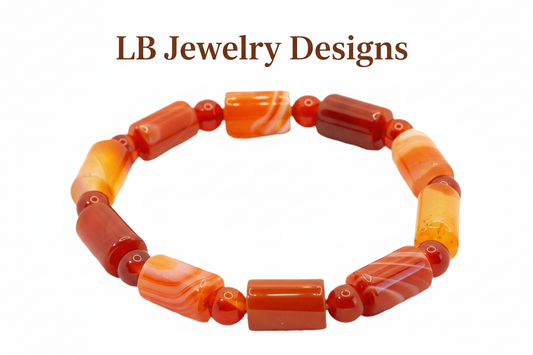 Orange Carnelian Gemstone Beaded Bracelet