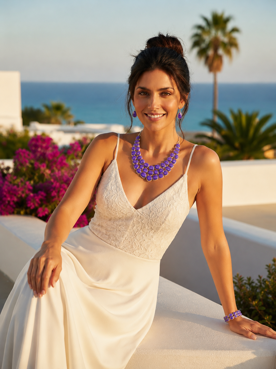 Montecito Rare Charoite Statement Necklace & Bracelet Set | Violet Sterling Silver Luxury Jewelry