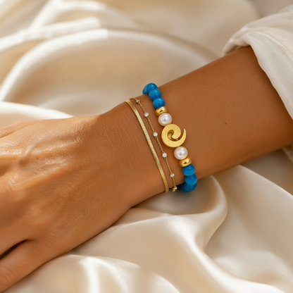 Capri Azure Fire Opal & Baroque Pearl Bracelet | 18k Gold Vermeil | One of a Kind