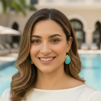 Capri Sleeping Beauty Turquoise Oval Vermeil Drop Earrings