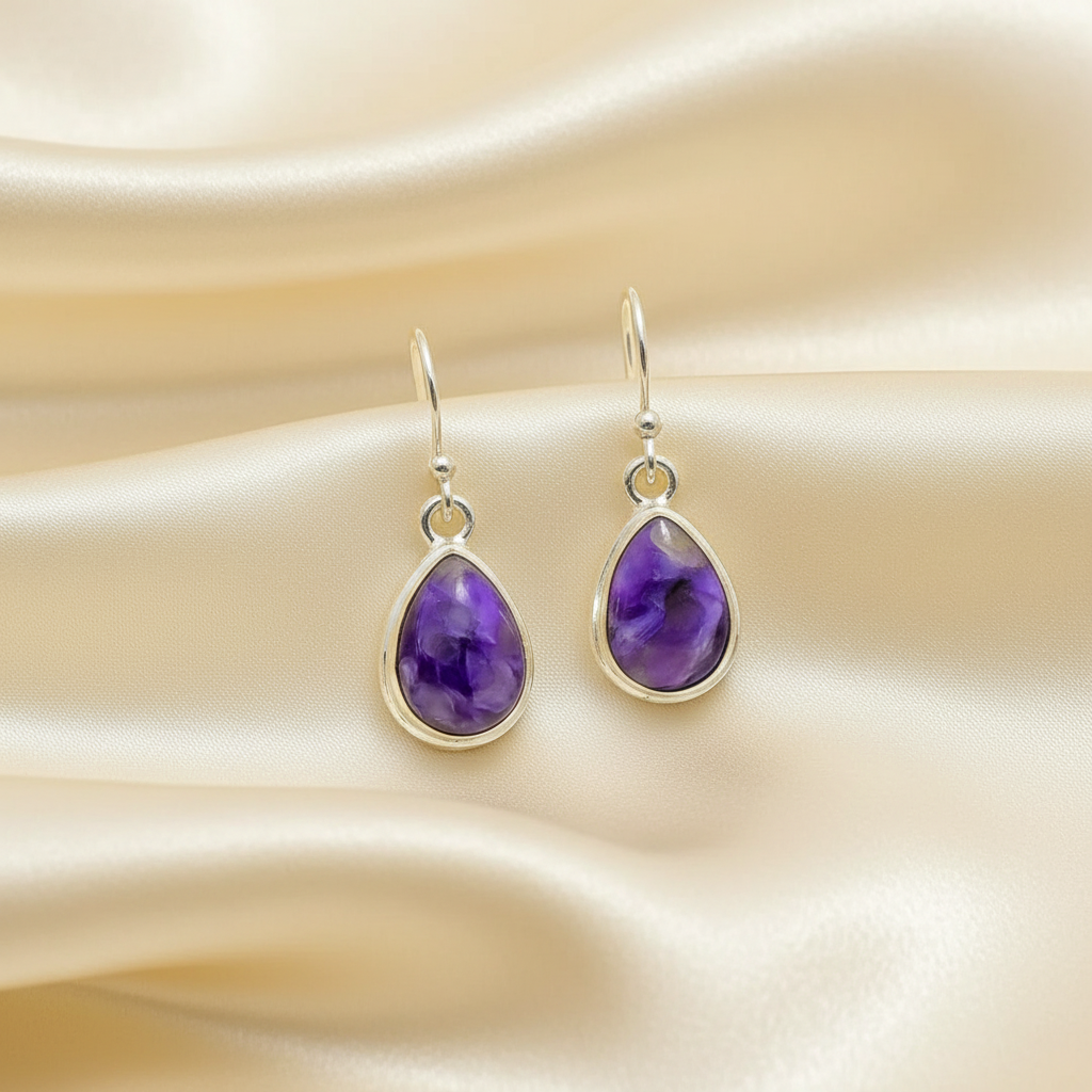 Montecito Rare Charoite Statement Necklace & Bracelet Set | Violet Sterling Silver Luxury Jewelry