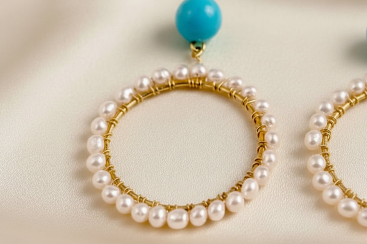 Ibiza Turquoise & Pearl Halo Earring & Necklace Set
Coastal Luxury Statement Set