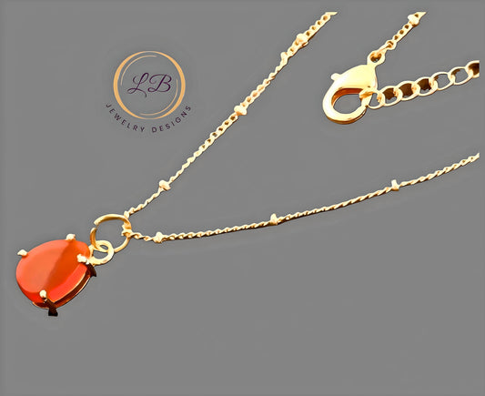 Petite Orange Gemstone Gold Pendant Necklace