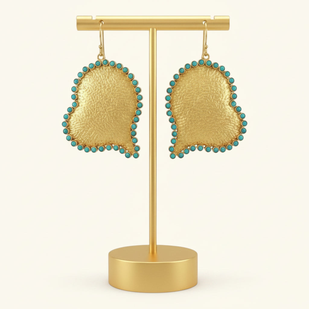 Capri Turquoise Sculptural Heart Earrings – Limited Edition 22k Gold Vermeil