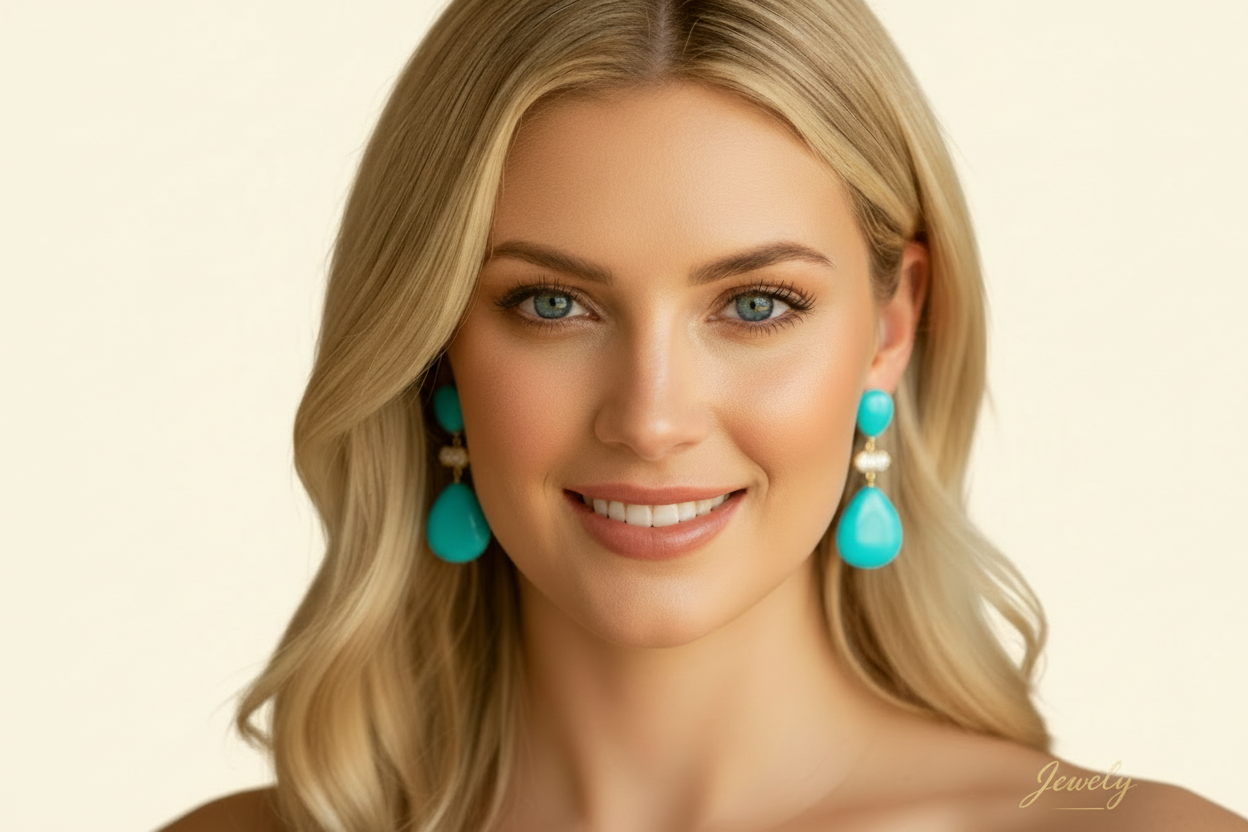 Capri Turquoise & Pavé Teardrop Statement Earrings
