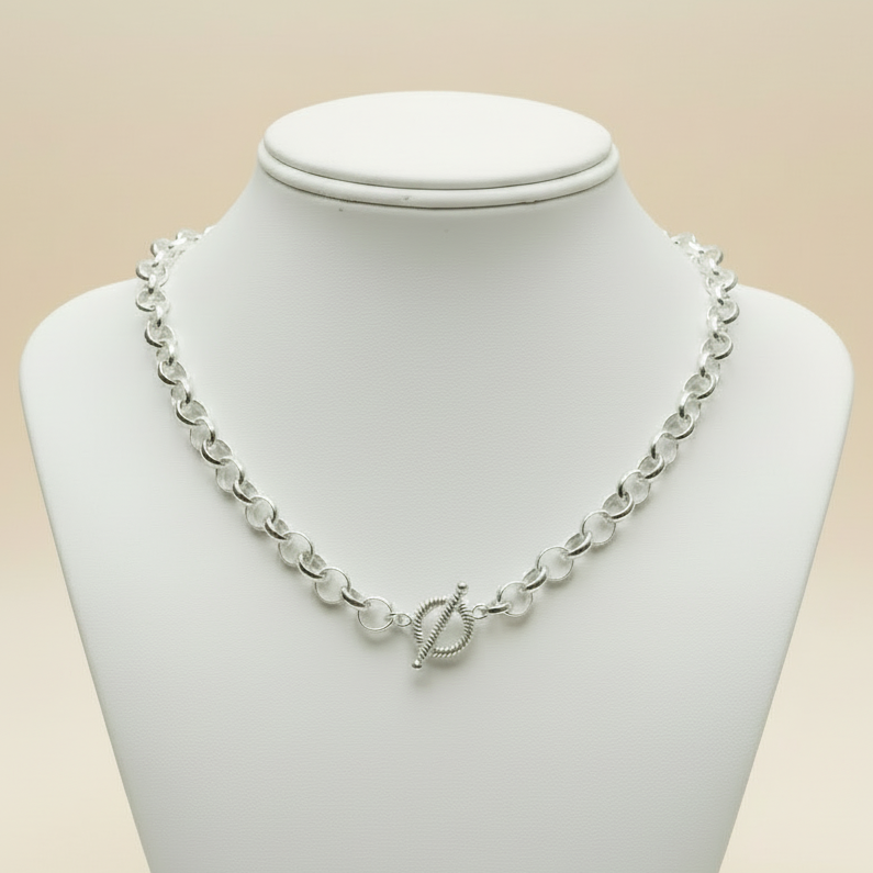 Montecito Signature Silver Rolo Toggle Chain Necklace | Coastal Luxury Statement Chain