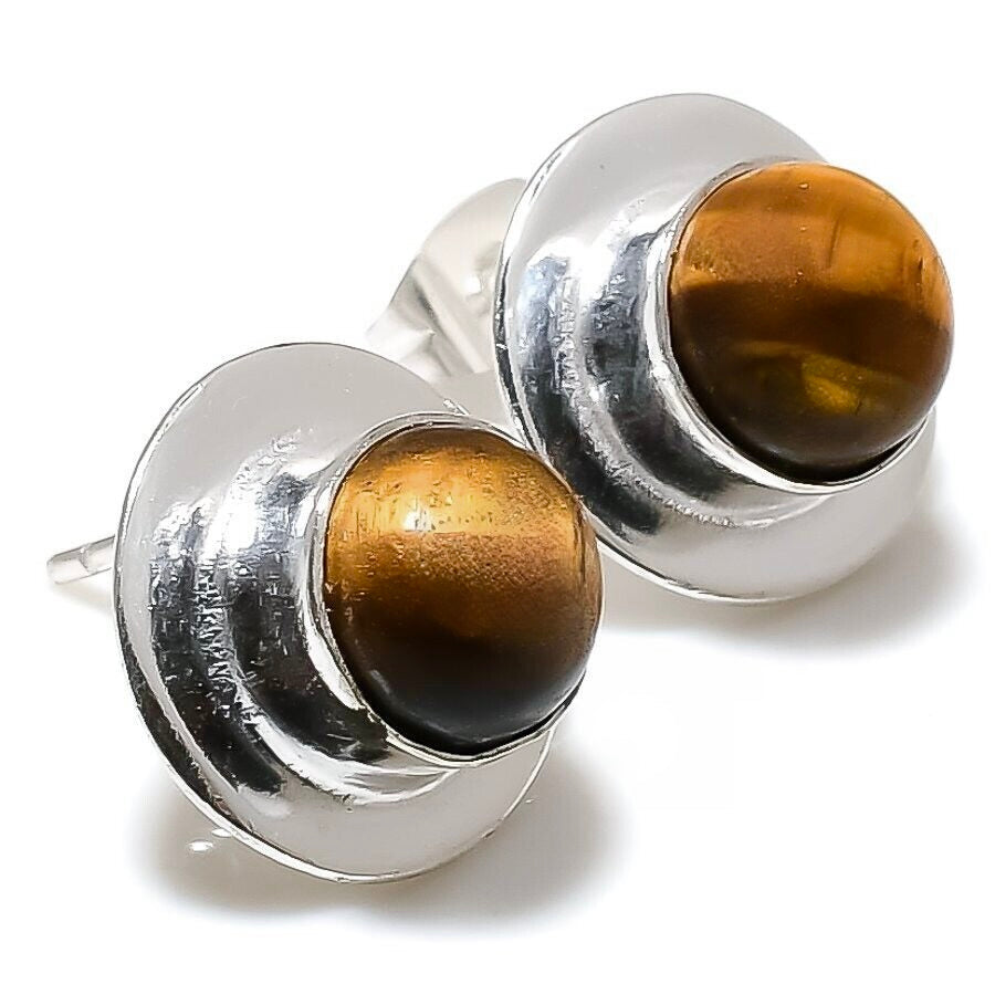 Montecito Tiger’s Eye Sterling Silver Jewelry Set – One of a Kind Tiger’s Eye Bracelet & Stud Earrings