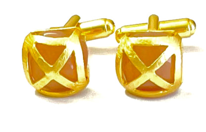 Cufflink Set - Criss Cross Orange Moonstone