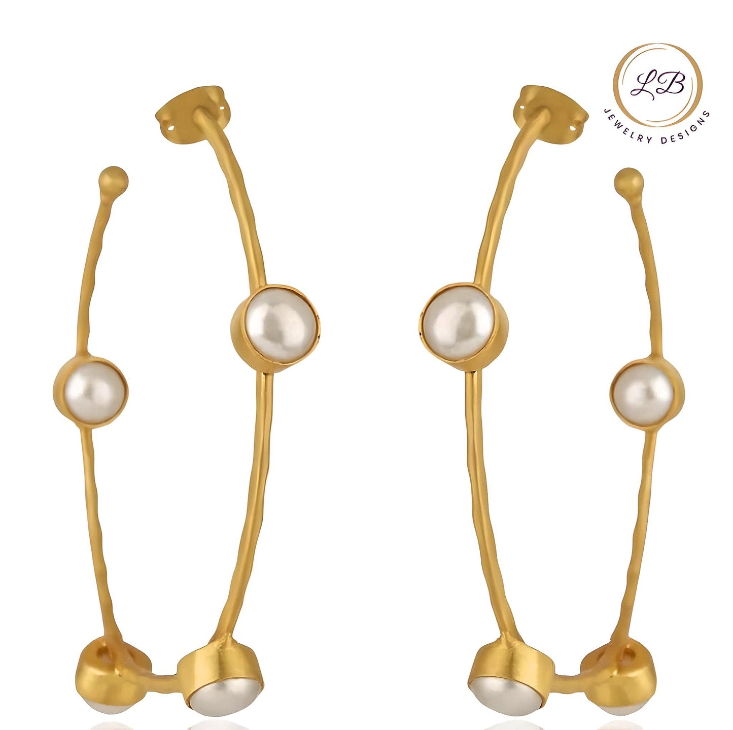 Oversized Gold Hoop Pearl Inside-Out Earrings