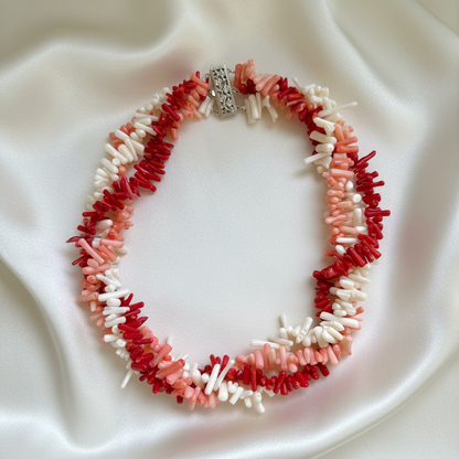Capri Rosso Coral & Ivory Branch Statement Necklace with Coordinating Bracelet