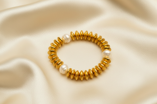 Ibiza Gold Vermeil & Pearl Sculptural Statement Bracelet
