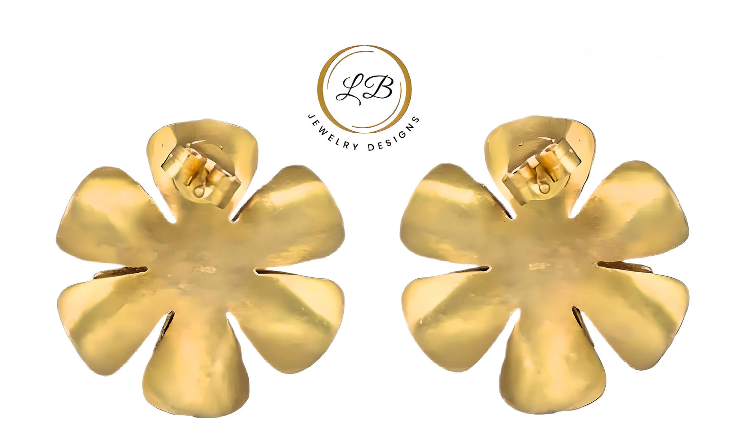 22k Gold and Silver Statement Earrings with Topaz Accent 1”