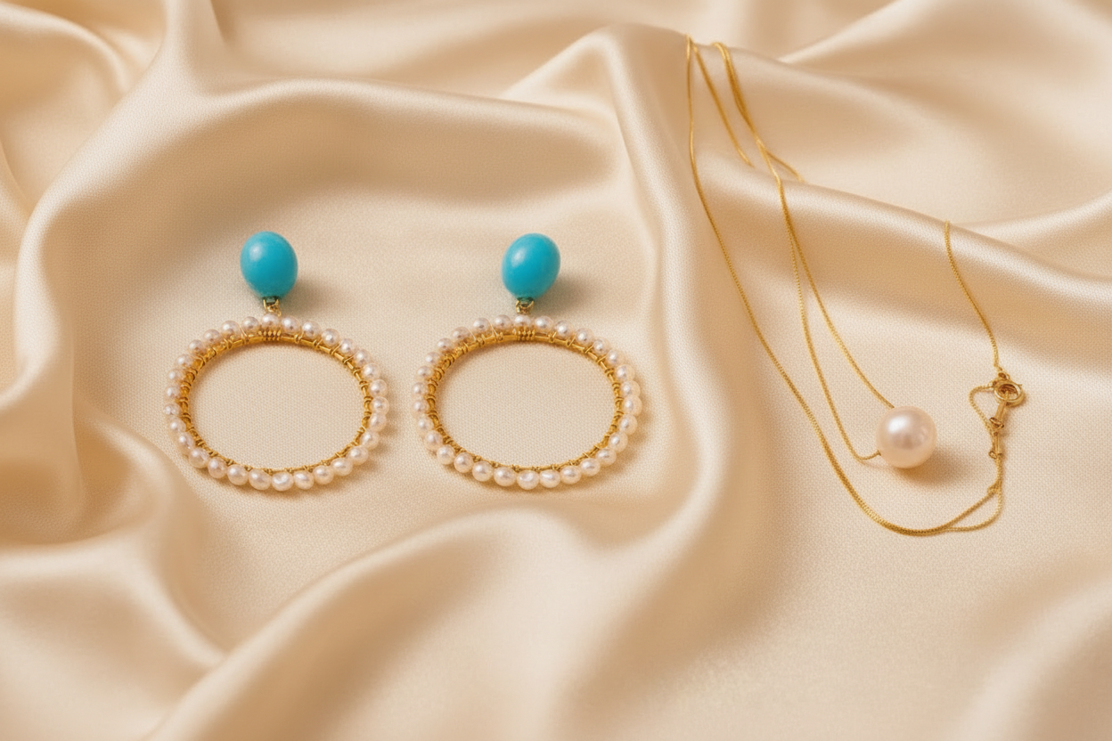 Ibiza Turquoise & Pearl Halo Earring & Necklace Set
Coastal Luxury Statement Set