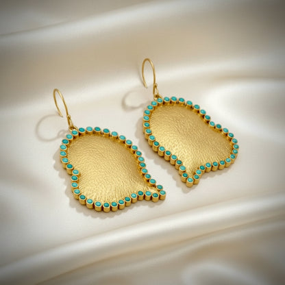 Capri Turquoise Sculptural Heart Earrings – Limited Edition 22k Gold Vermeil