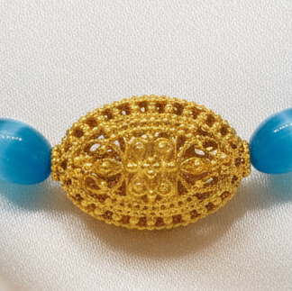 Capri Aqua Cat’s Eye Fire Opal & 18k Gold Vermeil Filigree Bracelet | Limited Edition