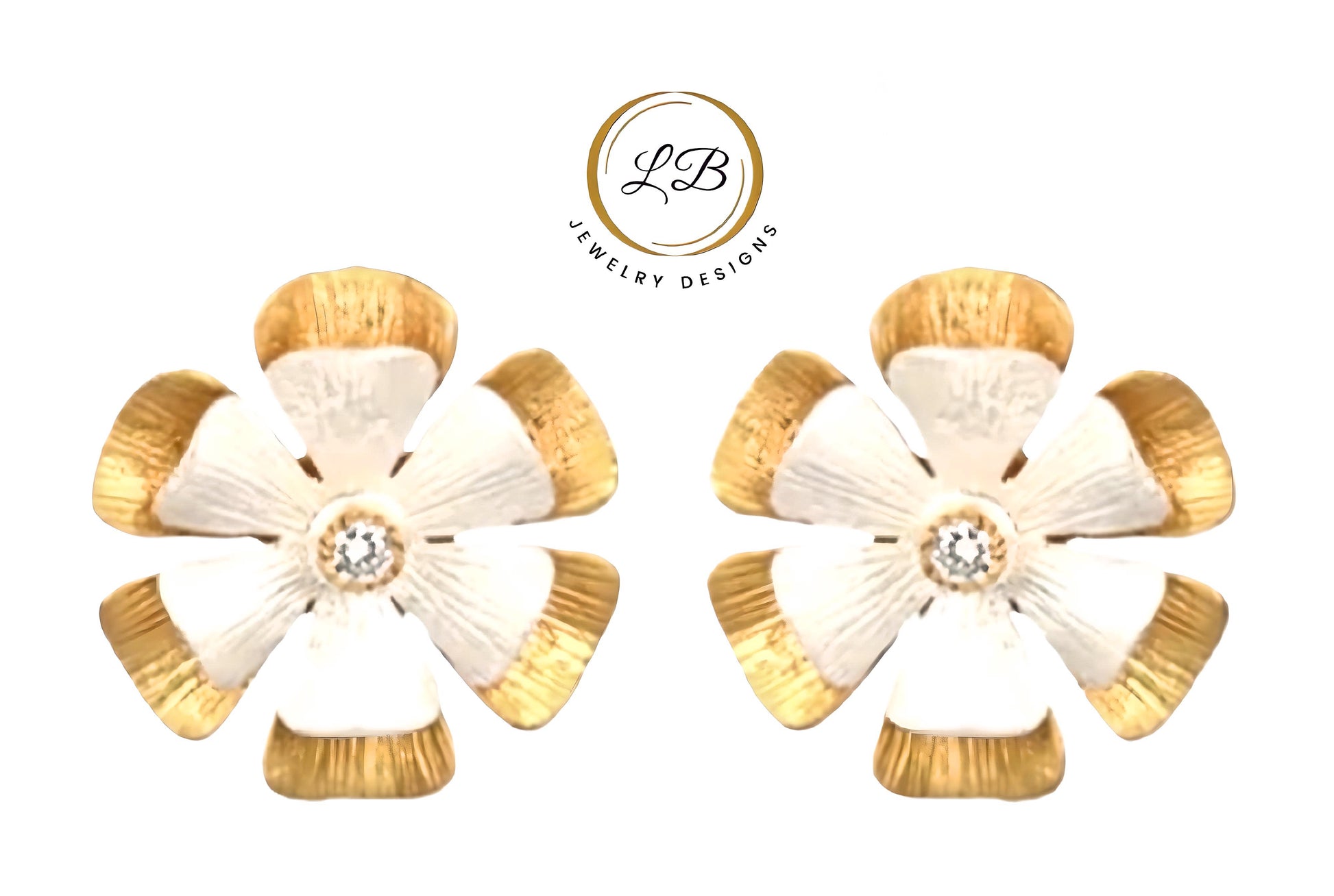 22k Gold and Silver Statement Earrings with Topaz Accent 1”