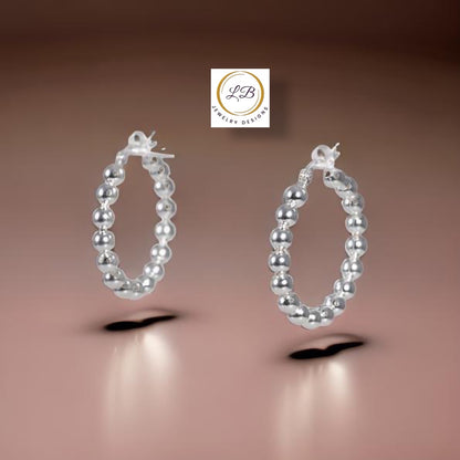 Silver Hoop Beaded Earrings
