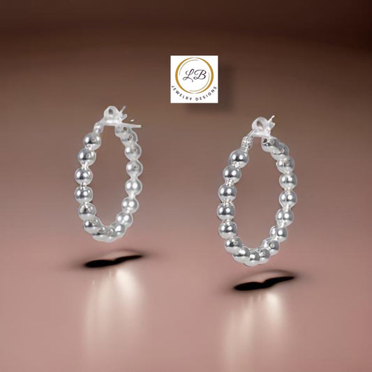 Silver Hoop Beaded Earrings