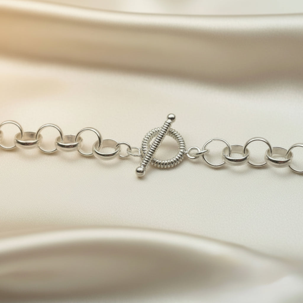 Montecito Signature Silver Rolo Toggle Chain Necklace | Coastal Luxury Statement Chain
