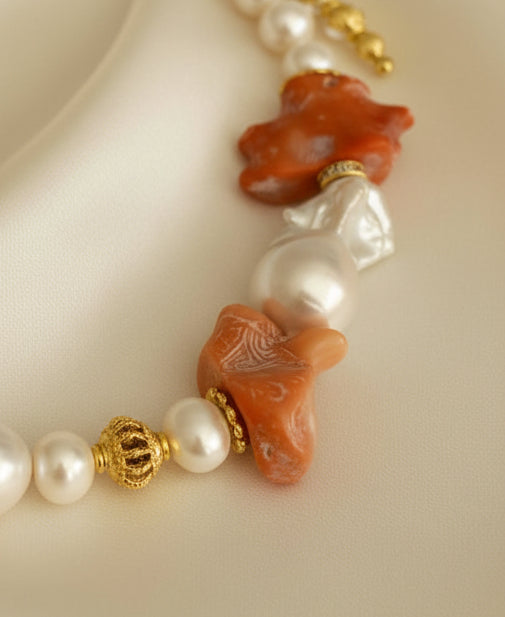 Capri Coral, Baroque Pearl, Opal & Lapis Lazuli Resort Statement Necklace
