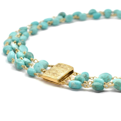 Capri Larimar Heart Necklace & Hoop Earrings Set – 22k Gold Vermeil Coastal Luxury Jewelry