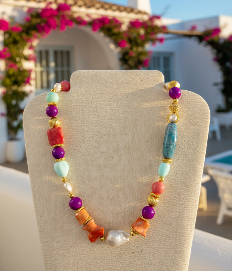 Ibiza Riviera Baroque Pearl & Coral Statement
One-of-a-Kind Necklace