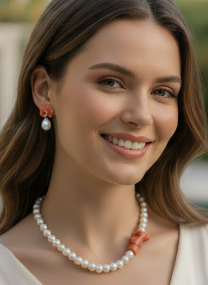 Amalfi Coral & Pearl Necklace - Coastal Luxury Collection
