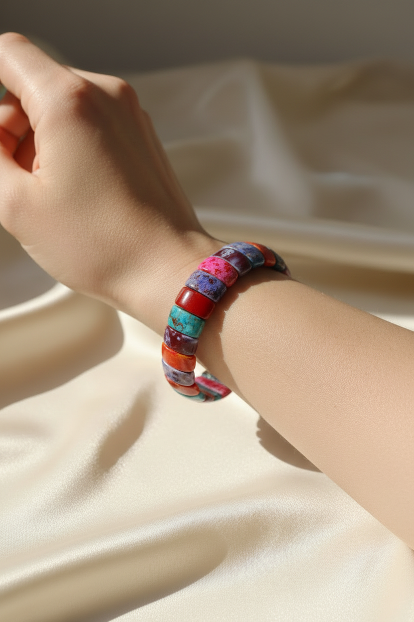 Ibiza Rainbow Fire Agate Stretch Bracelet