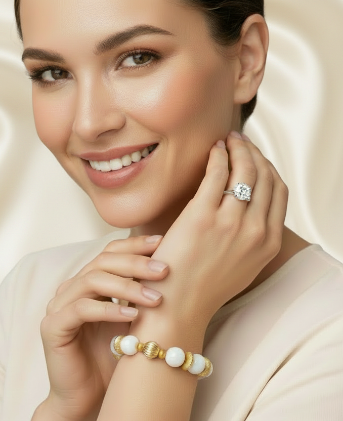 Montecito White Alabaster & 24k Gold Vermeil Resort Bracelet