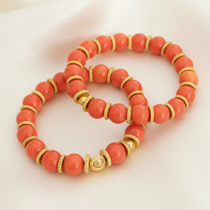 Capri Coral & 18K Gold Luxe Bracelet Stack
