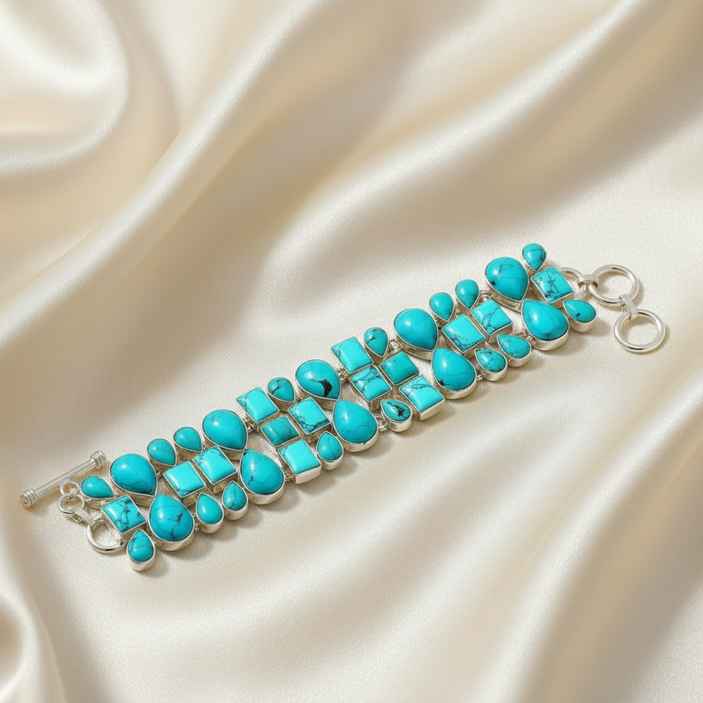 Capri Santa Rosa Turquoise Statement Bracelet – Sterling Silver Luxury Turquoise Jewelry