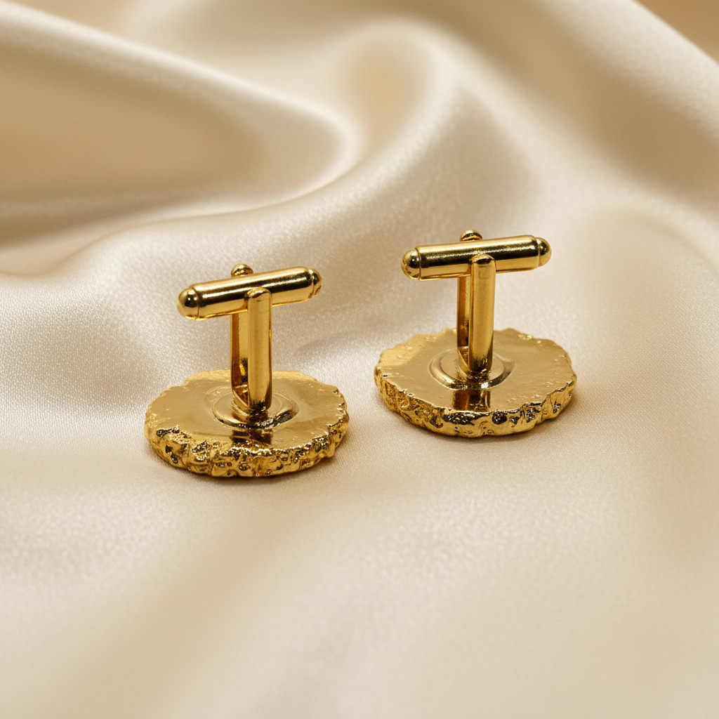 Montecito Midnight Blue Geode Agate Gold Cufflinks | One-of-a-Kind Luxury Men’s Cufflinks