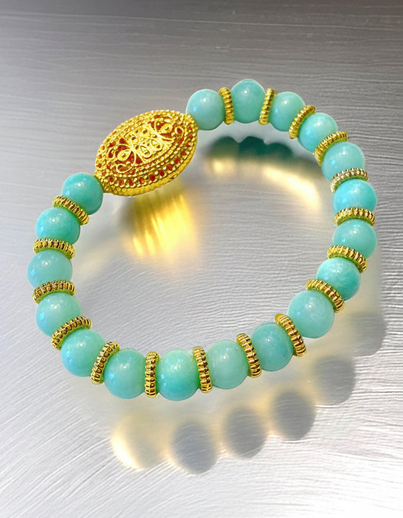 Capri Burma Jade & Bali Vermeil Filigree Bracelet | One-of-a-Kind Coastal Luxury