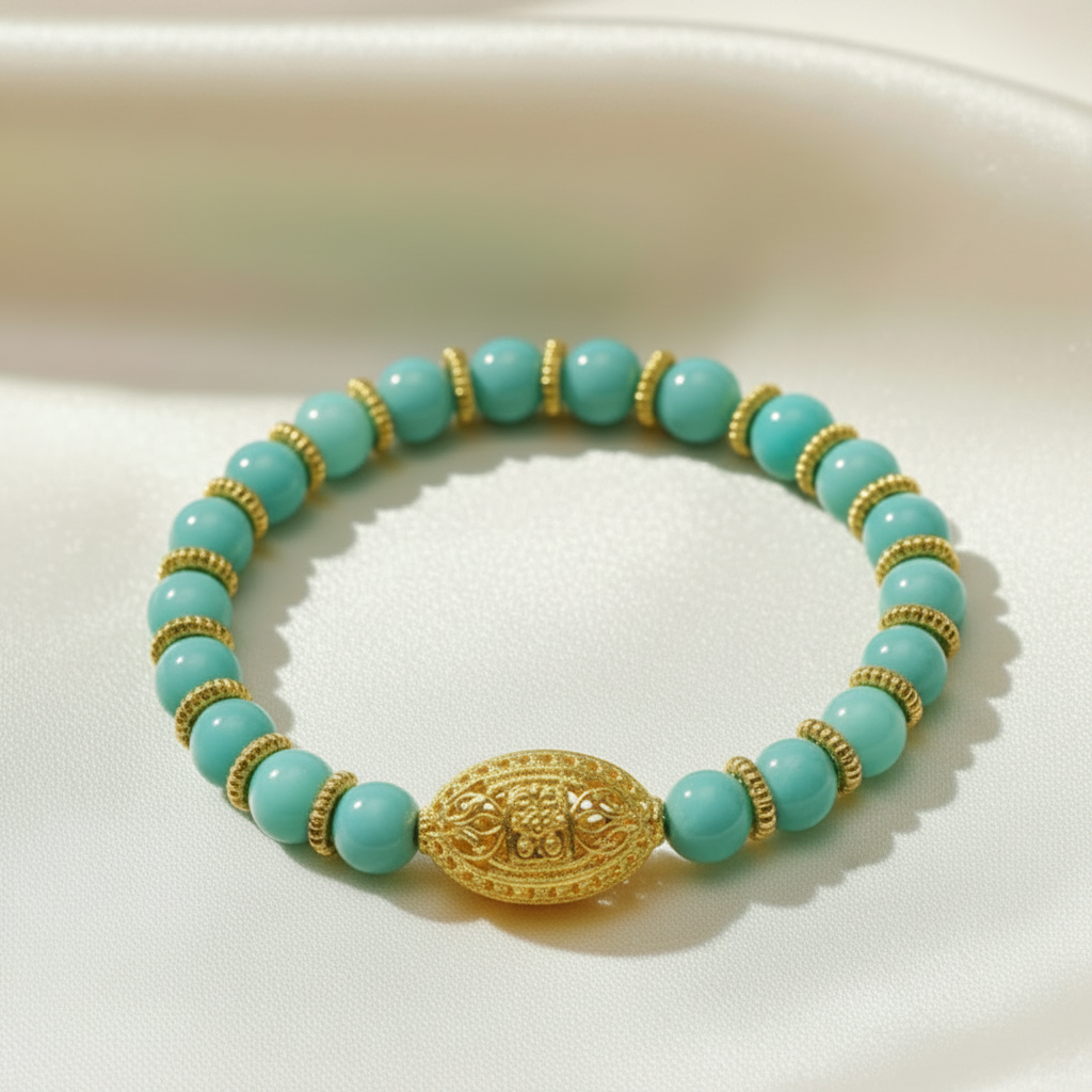 Capri Burma Jade & Bali Vermeil Filigree Bracelet | One-of-a-Kind Coastal Luxury