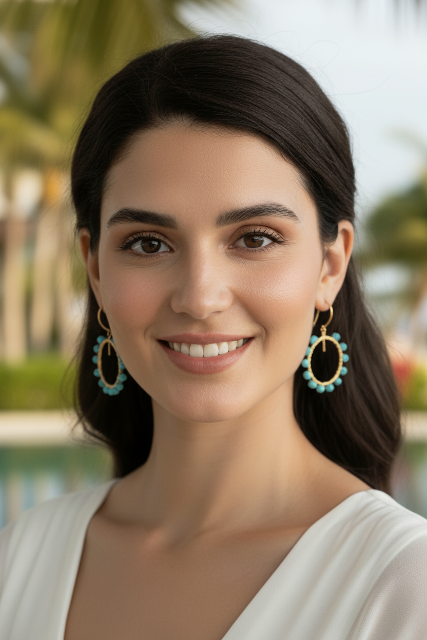 Capri Aquamarine Hoop Earrings