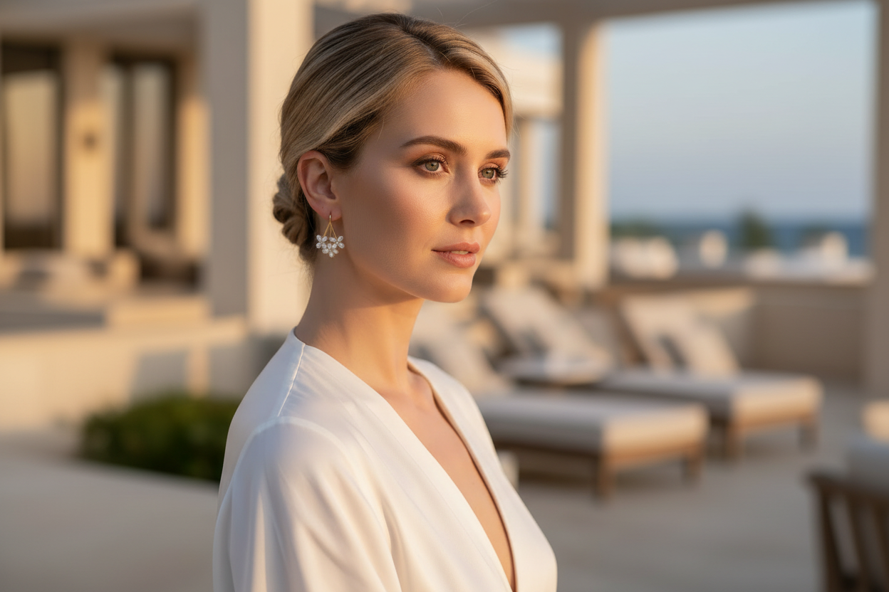 Capri Pearl Blossom Drop Earrings – Freshwater Pearl Cluster & 18k Gold