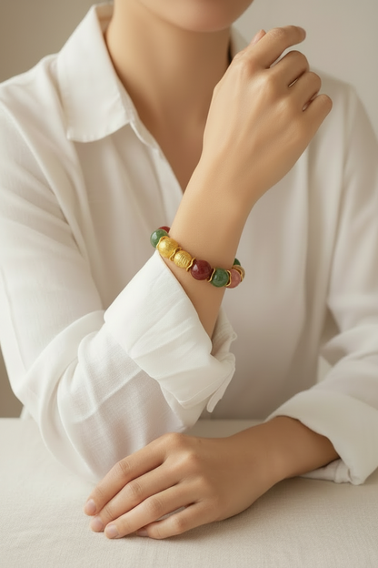 Montecito Riviera Gemstone & Gold Vermeil Statement Bracelet | Limited Edition Coastal Luxury