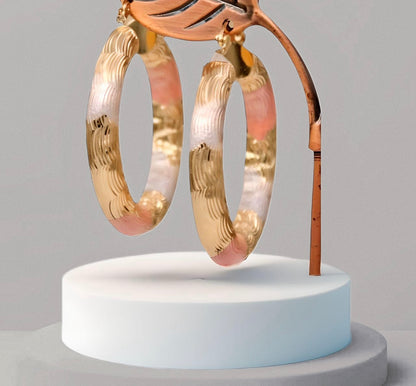 Gold Hoop Enamel Earrings