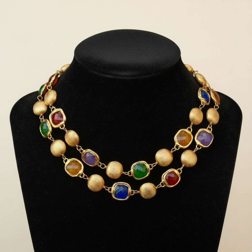 Capri Riviera Multi-Gemstone Vermeil Statement Necklace