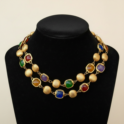 Capri Riviera Multi-Gemstone Vermeil Statement Necklace