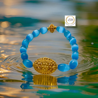 Mexican Fire Opal Gemstone Gold Filigree Beaded Bracelet