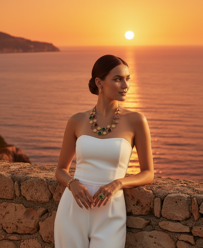 Capri Riviera Multi-Gemstone Vermeil Statement Necklace