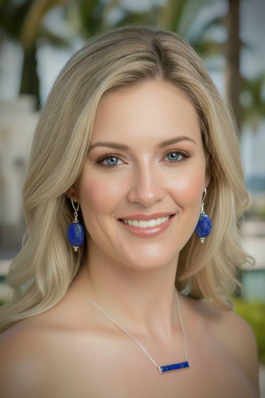 Montecito Lapis Lazuli Sterling Silver Dangle Earrings | One-of-a-Kind Blue Gemstone Statement Earrings