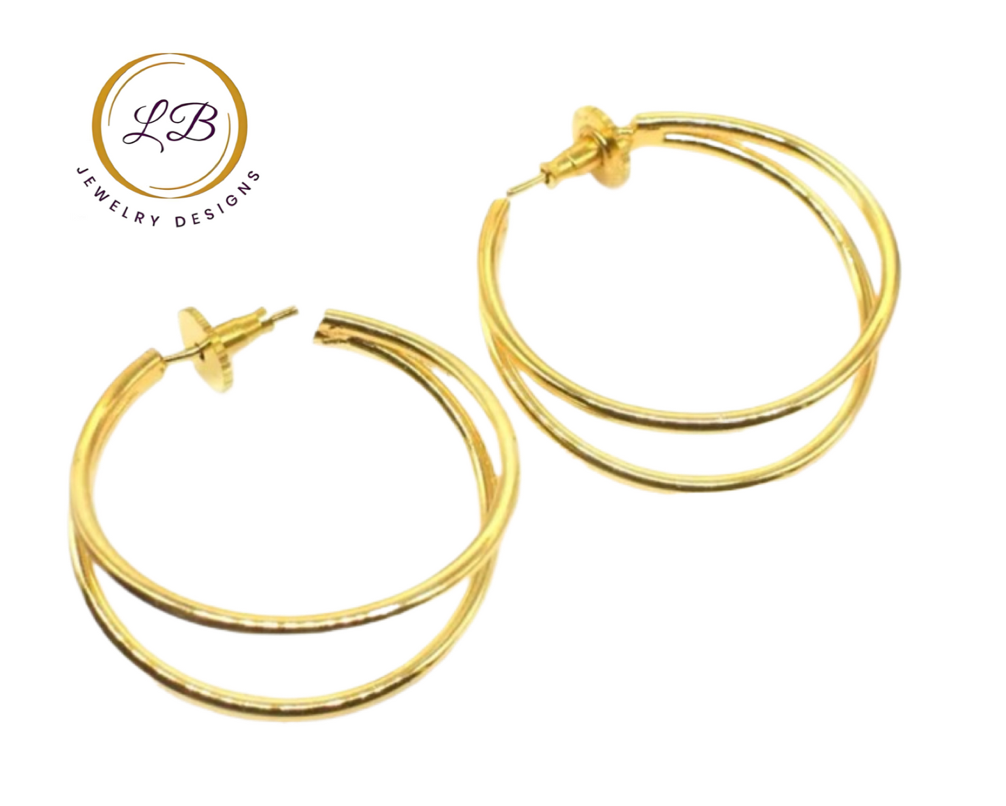 Gold Double Hoop Hollywood Earrings